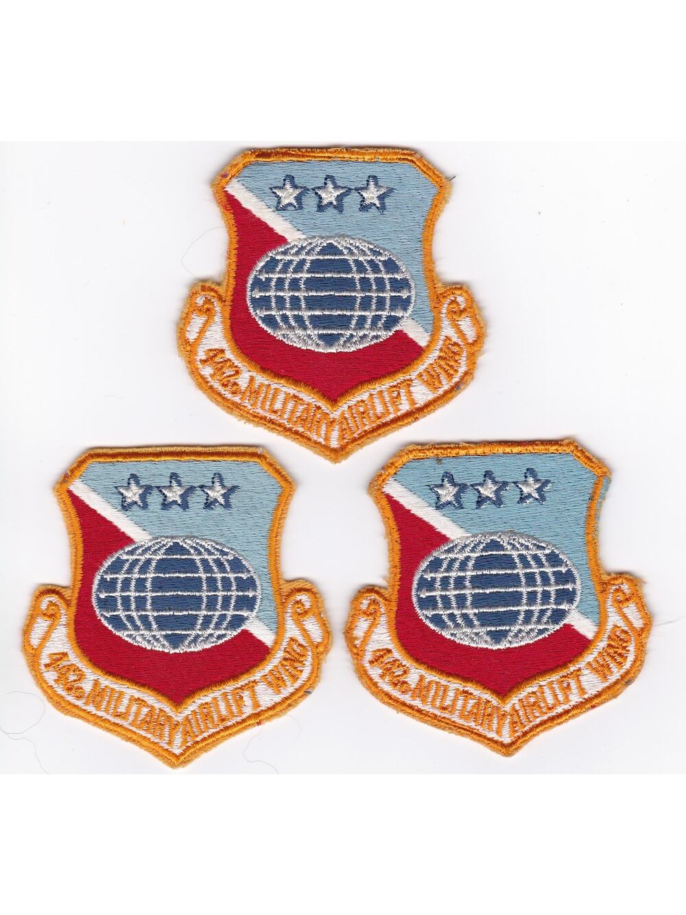 3pc Vintage 1970s US Air Force 442nd MAW Military Airlift Wing Uniform Patches